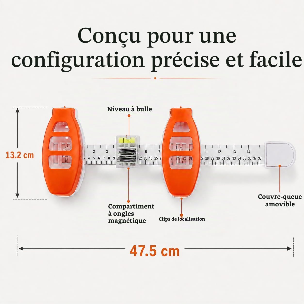 Niveau a Bulle, Regle Avec Niveau Integre, Niveau pour Cadre, Outil Accroche Cadre, Système De Mesure 3-En-1, pour Miroirs, Tableaux, pour Décoration Murale, Cadres Photo