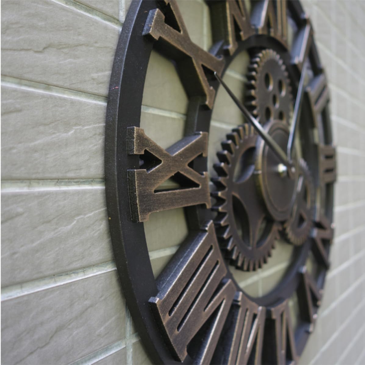 Reloj retro de pared dorado creativo industrial con engranaje 34 cm de madera estilo decorativo para decoración en casa y oficina