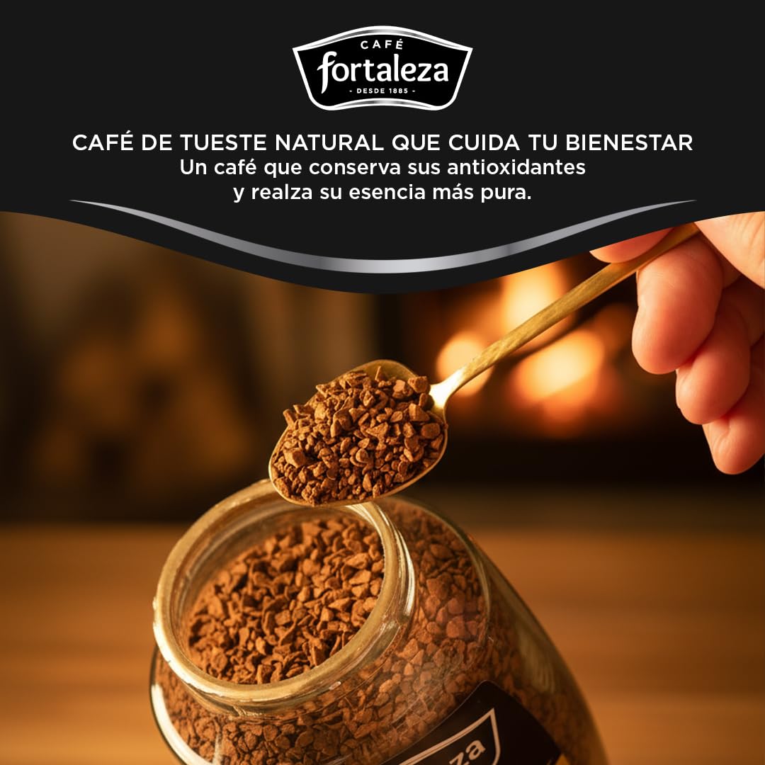 CAFÉ FORTALEZA Café Soluble 100% Arábica de Colombia Pack 100g x 6 (Total 600g) - Café Instantáneo Suave con Matices Florales y Herbales - Café Soluble de Tueste Natural para Despertar tu Día