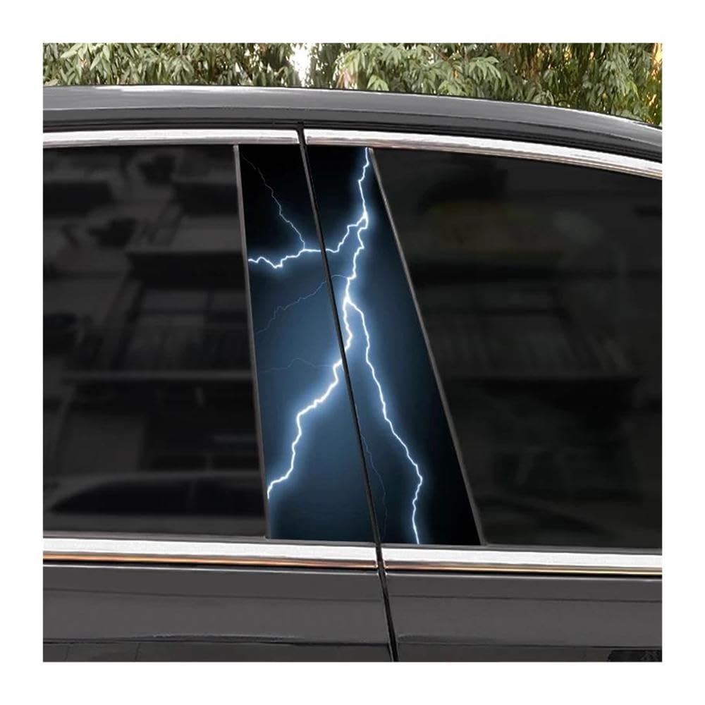 Body Parts 2pcs Car B-Pillar Decals Bursting Lightning Auto Center Pillar Waterproof Sticker(C)