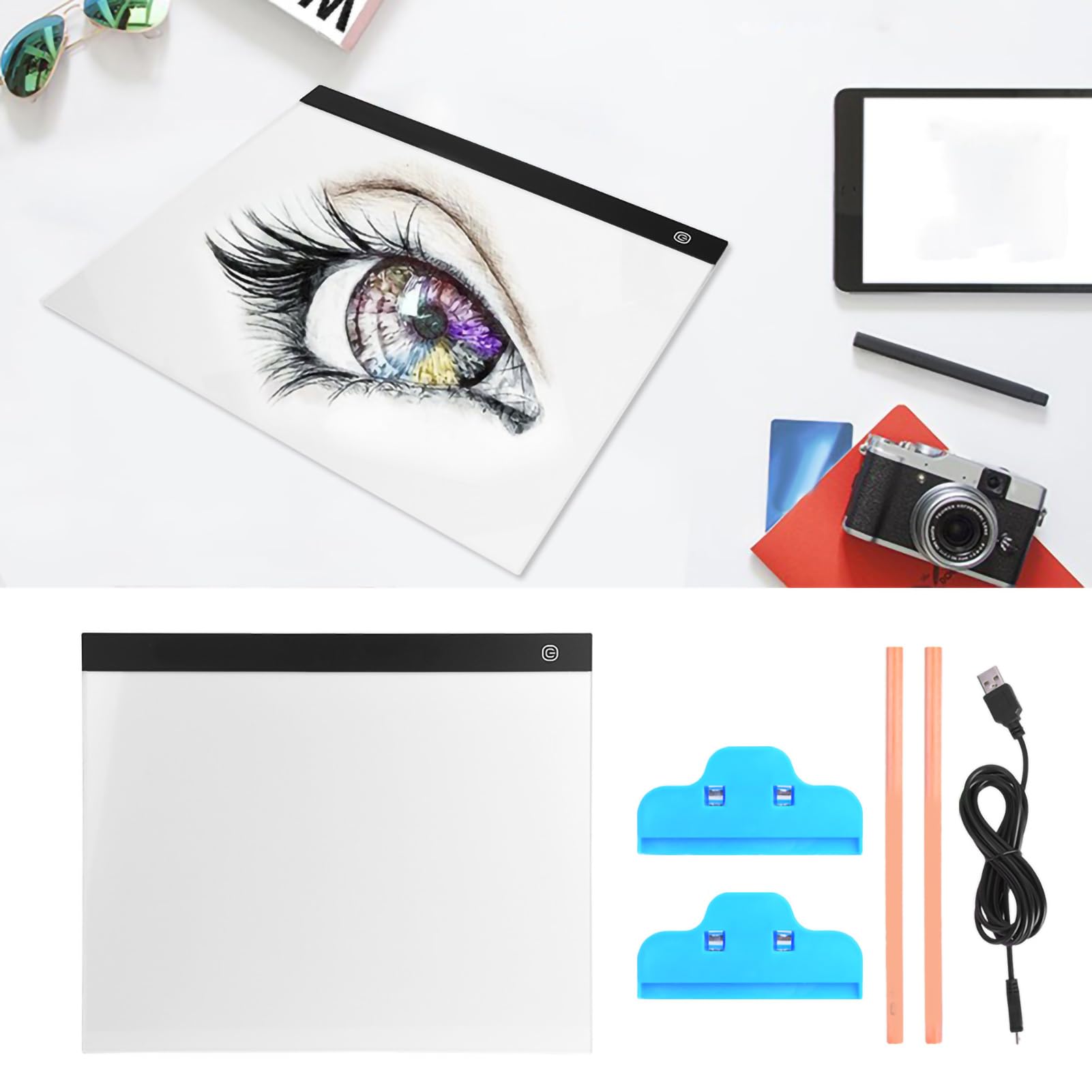 Tablero de rastreo de luz LED Tablero de dibujo de tamaño A3 con atenuación de 3 niveles para dibujar Tablero de copia Almohadilla de luz de rastreo con área de luz grande súper