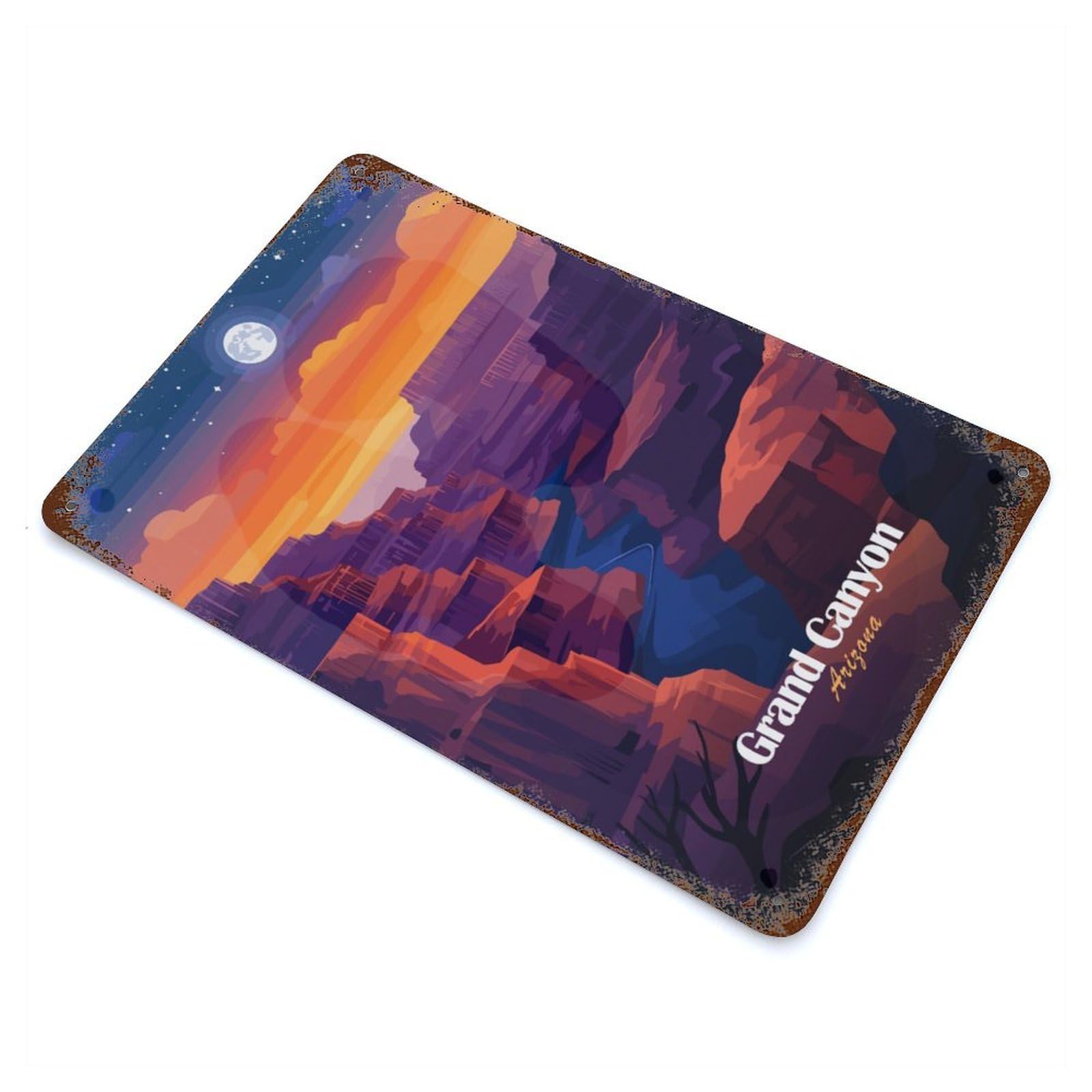 Vintage Rust Metal Sign Grand Canyon Night 11.8"x7.9", Decorative Metal Wall Art for Basement, Hobby Room And Garage Decor