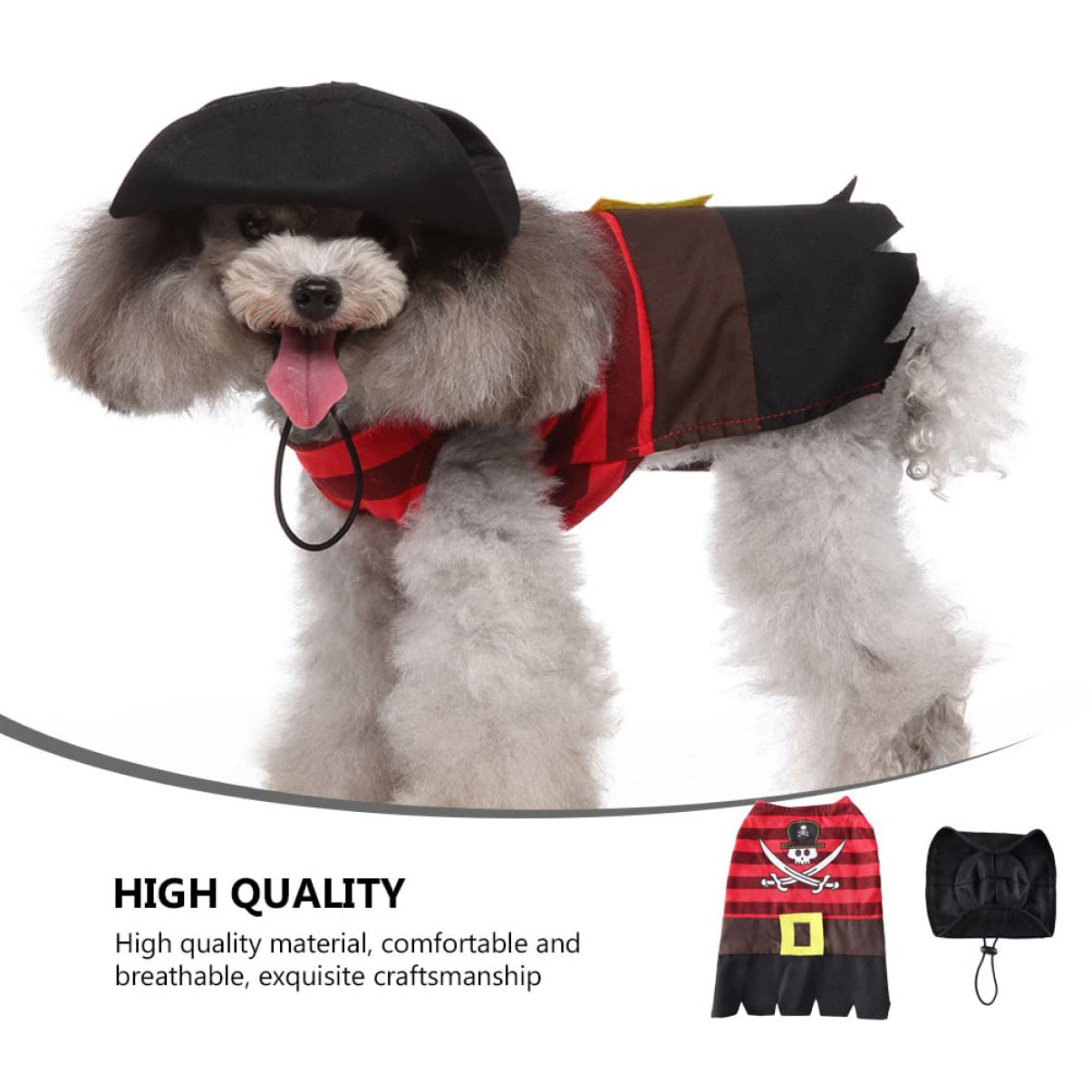 POPETPOP 3sets Costume Per Animali Domestici Da Pirata Completo Con Cappello Divertente Design Leggero e Confortevole Stile Unico Per Halloween e Feste Adatto Per Cani Di Piccola e Media