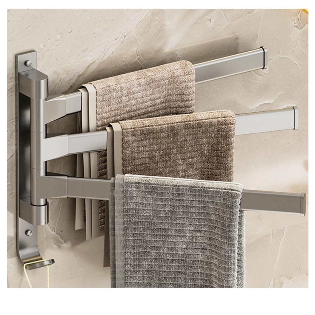 LMYSXAOZ Modern Swivel Towel Rack - Thickened Metal Swing Out Bar Space Saving Swinging for Bathroom Wall Mounted Holder Organizer With 4 Arms grey-3Bar