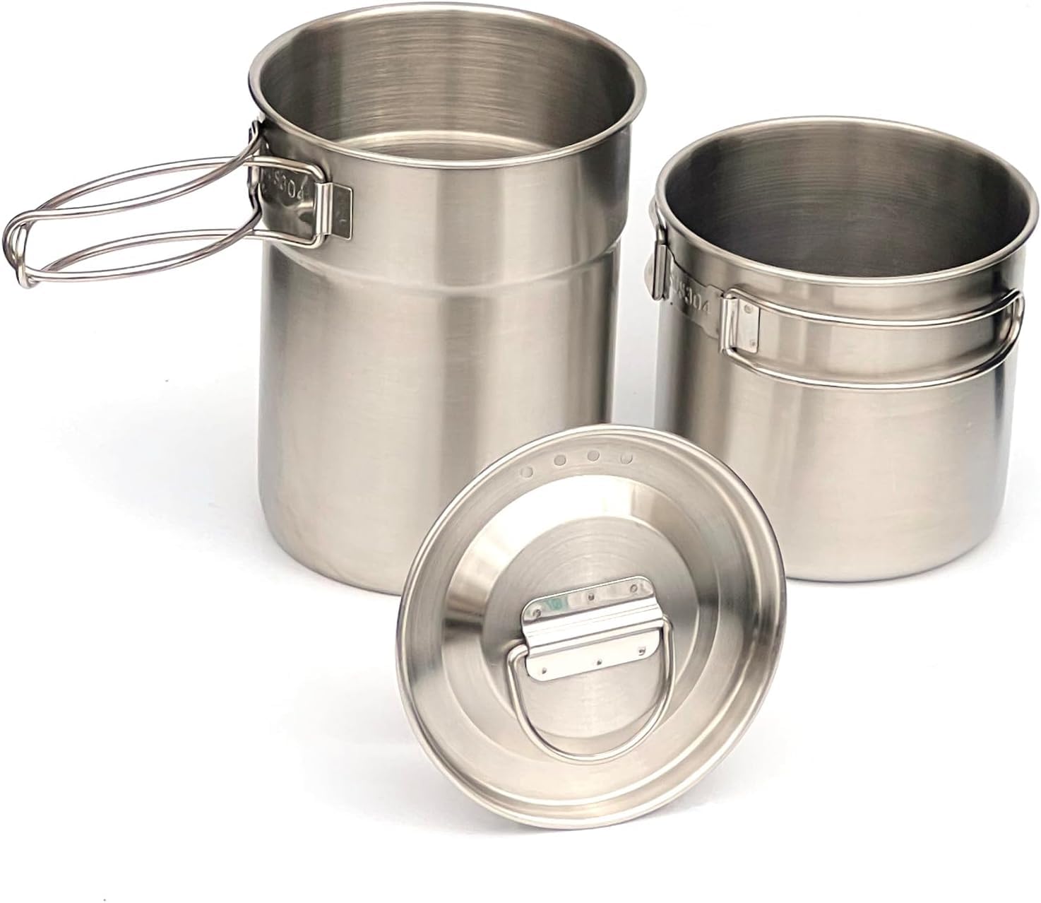 Camping Pots Camping Cups and Mugs 2Pcs Nesting Cup Stainless Steel Pot