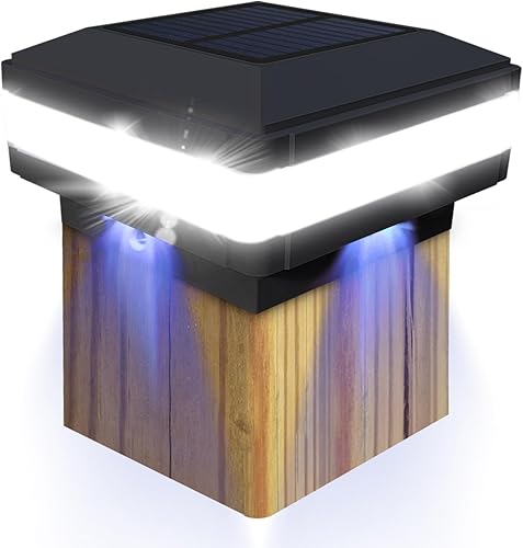 Sumaote Luz solar para poste de poste, luz solar LED impermeable para exteriores para postes de madera de 4 x 4, 5 x 5, 6 x 6, luces de valla,