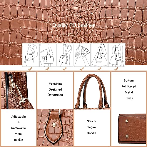 Image of CHICAROUSAL Crossbody Purses and Handbags for Women PU Leather Tote Top Handle Satchel Shoulder Bags (Stw Brown)