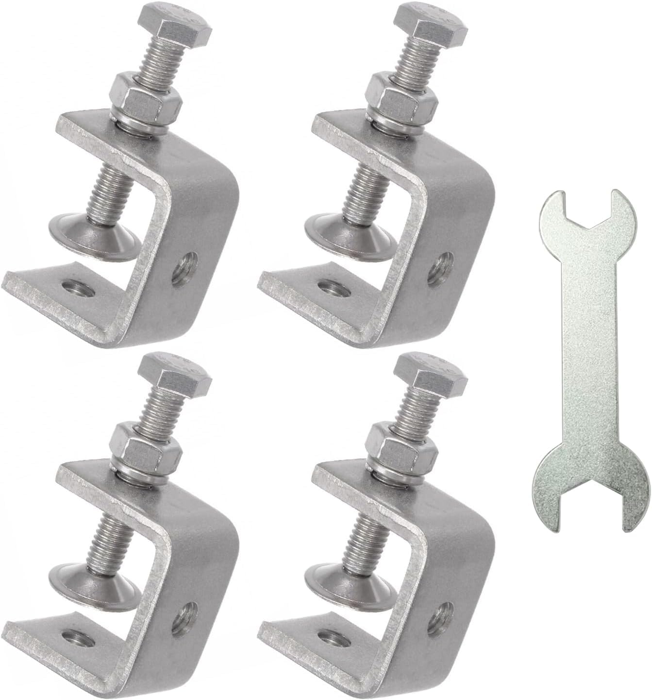 Stainless Steel C Clamps, Mini Tiger Clamp Set for Mounting, Heavy Duty Metal U Clamps, Small Desk G-Clamp with 1.18 Inch Stable Wide Jaw Opening for Metal Working Woodworking Welding Building (6pcs)