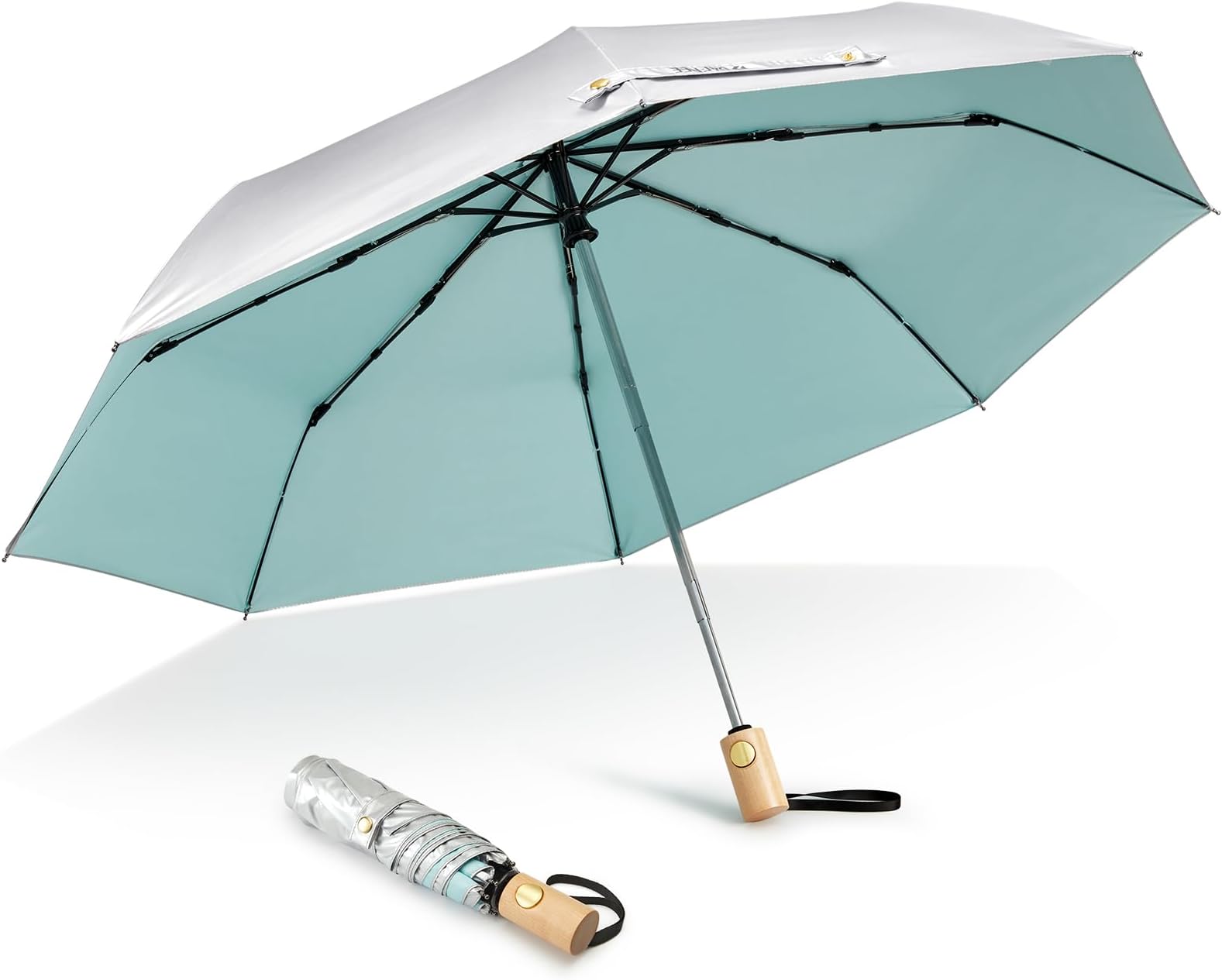 UPF 50+ UV Protection Travel Sun Umbrella Compact 43 Inch Small UV Blocking SPF Umbrella Auto Open Close