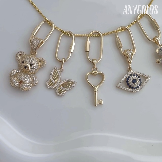 A Bis Z Jeden Ein 14K Gelbgold Buchstabe Klumpen Anhänger / Charm