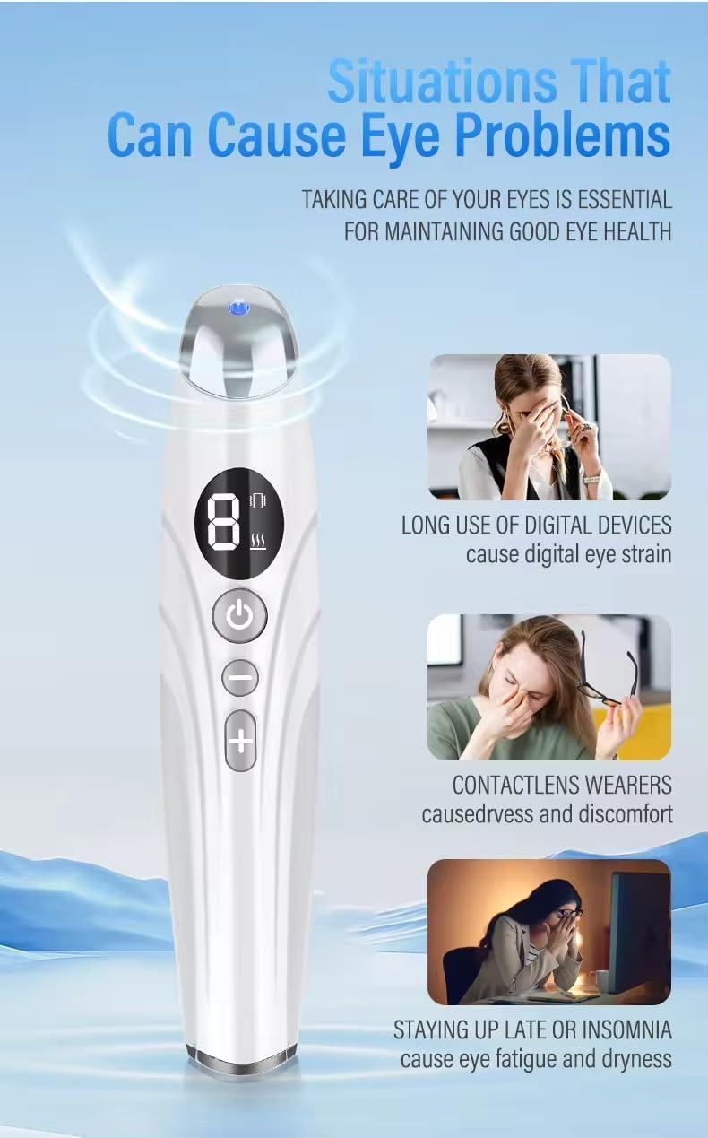 Eye Lift Wand, Depuffing Wand Chargeable Heated Eye Wand - Eye Massager for Dry Eyes, Dark Circles and Puffiness, Eye Lifting Device for Fine Lines and Wrinkles Beauty Wand