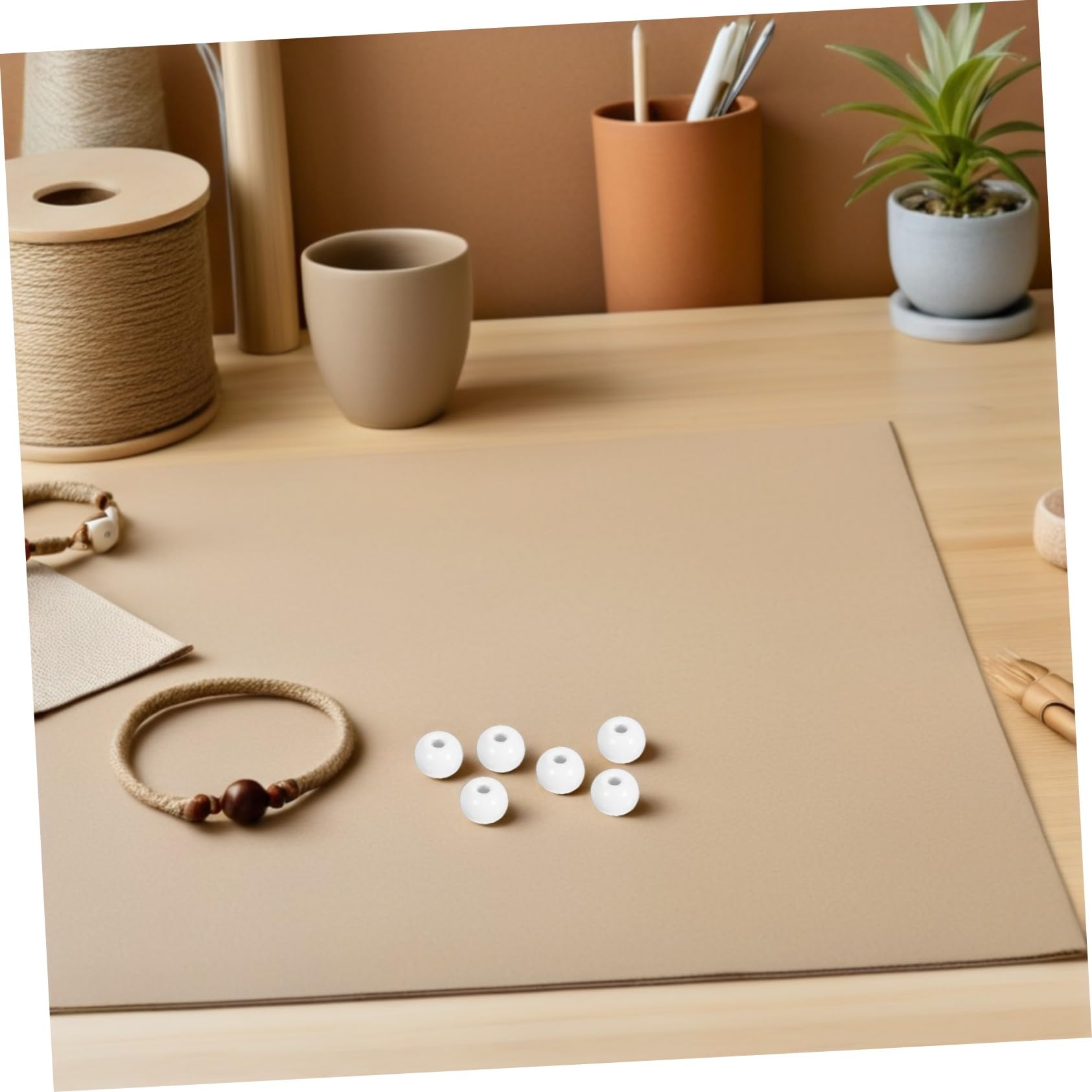 Anneome 600 Piezas Cuentas de Madera Redondas Perforación Espaciadoras Sin Acabado para Manualidades Joyería Pulseras Decoración Hogar