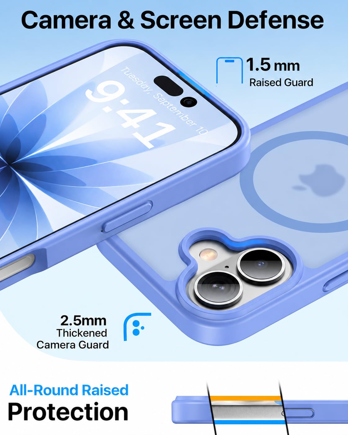 EGOTUDE iPhone 15 Mag-Safe Case - Sky Blue -5 EGOTUDE iPhone 15 Mag-Safe Case - Sky Blue -5