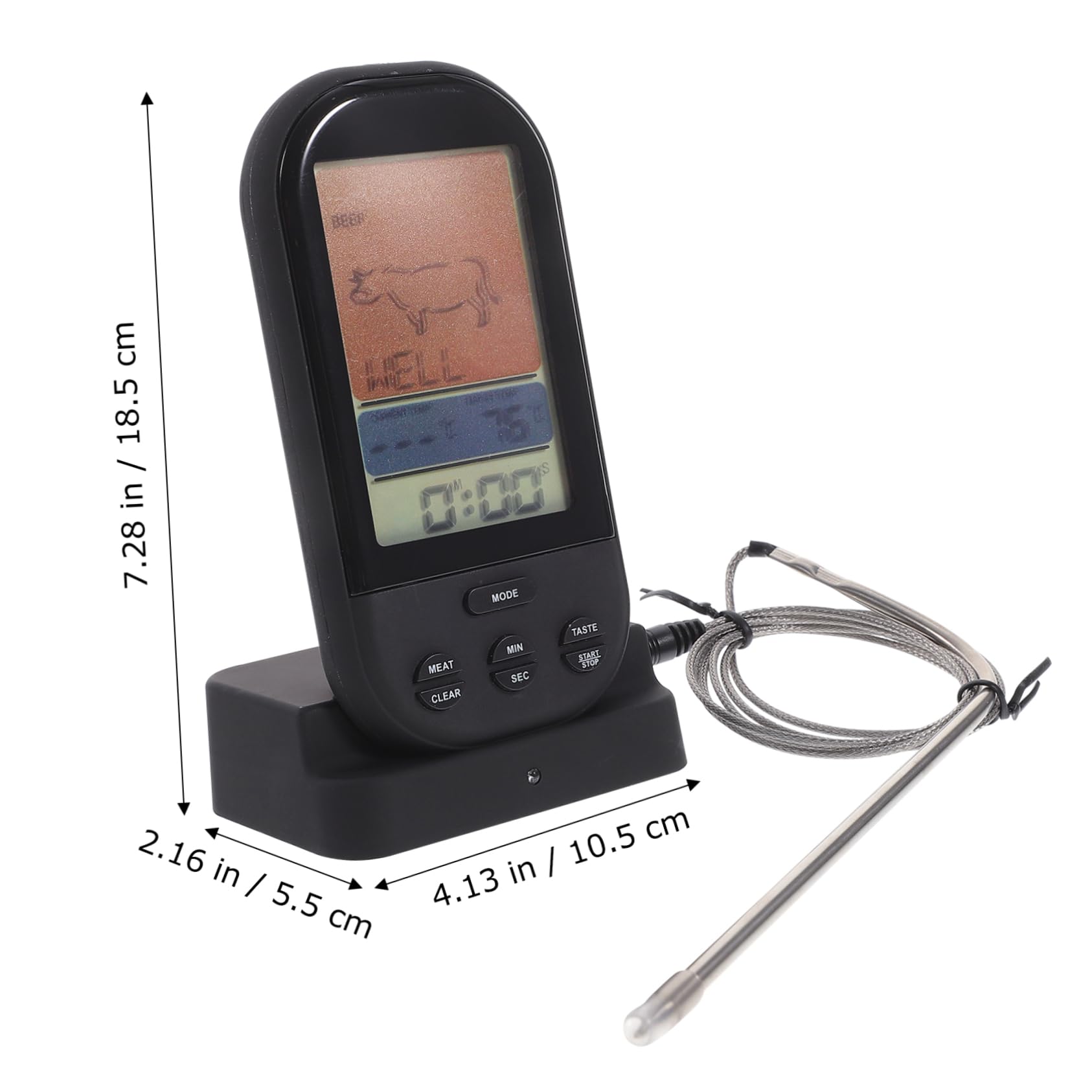 VALICLUD Kabelloses Digitales Grill und Bratenthermometer mit Fernüberwachung Backofenthermometer Großer Beleuchteter LCD Bildschirm Vorprogrammierte Garstufen Alarmfunktion für Bbq und