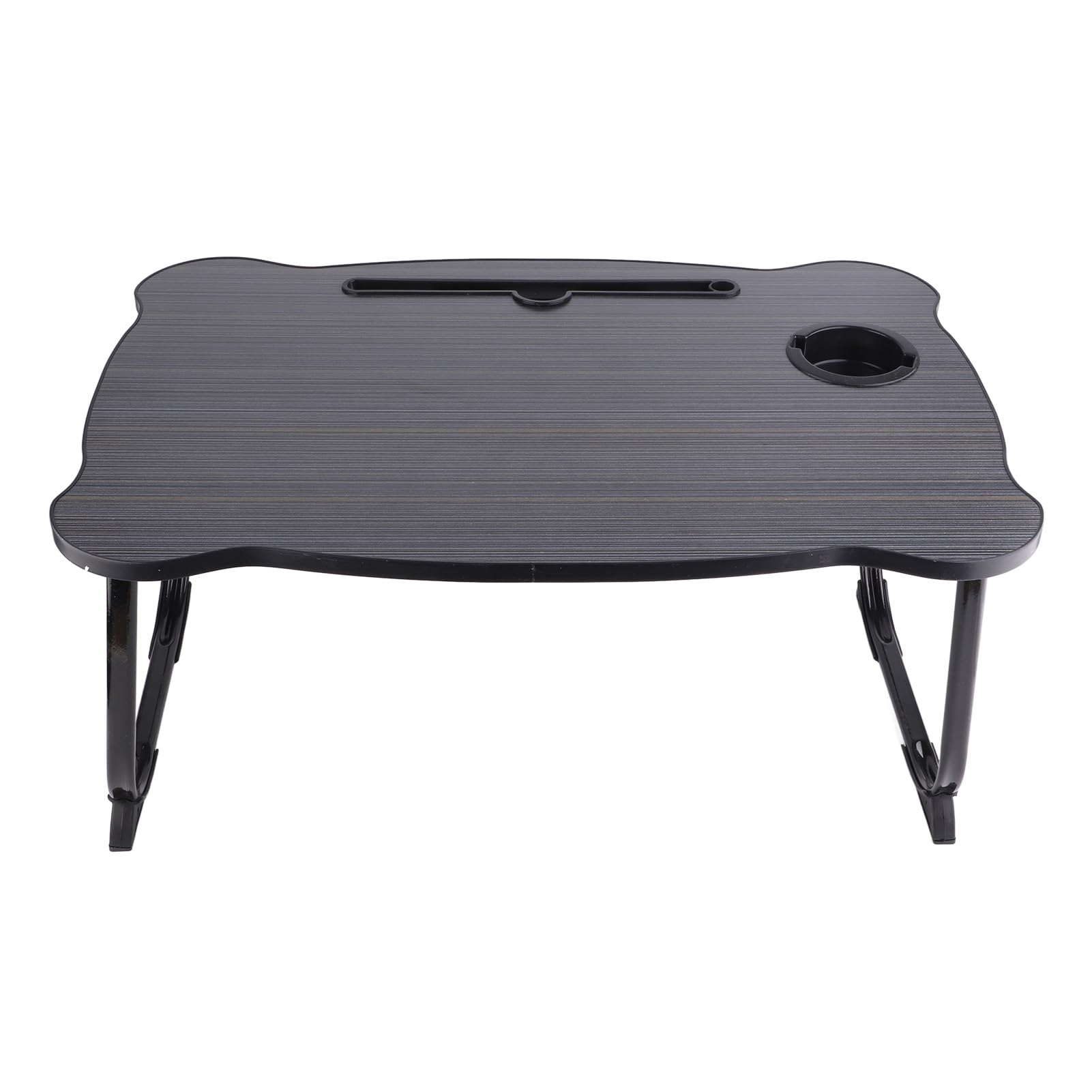 Tavolo da letto pieghevole portatile con portabicchieri, vassoio ideale per la colazione per uso portatile, perfetto per studenti e casa, 60 x 40 x 28 cm, nero, design multifunzionale