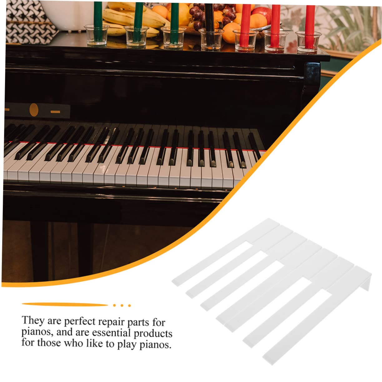 ifundom 52 Pièces Accessoires de Réparation pour Piano, Peaux de Touche Blanches en Acrylique, pour Clavier, Outils Pratiques pour L’Entretien à Maison