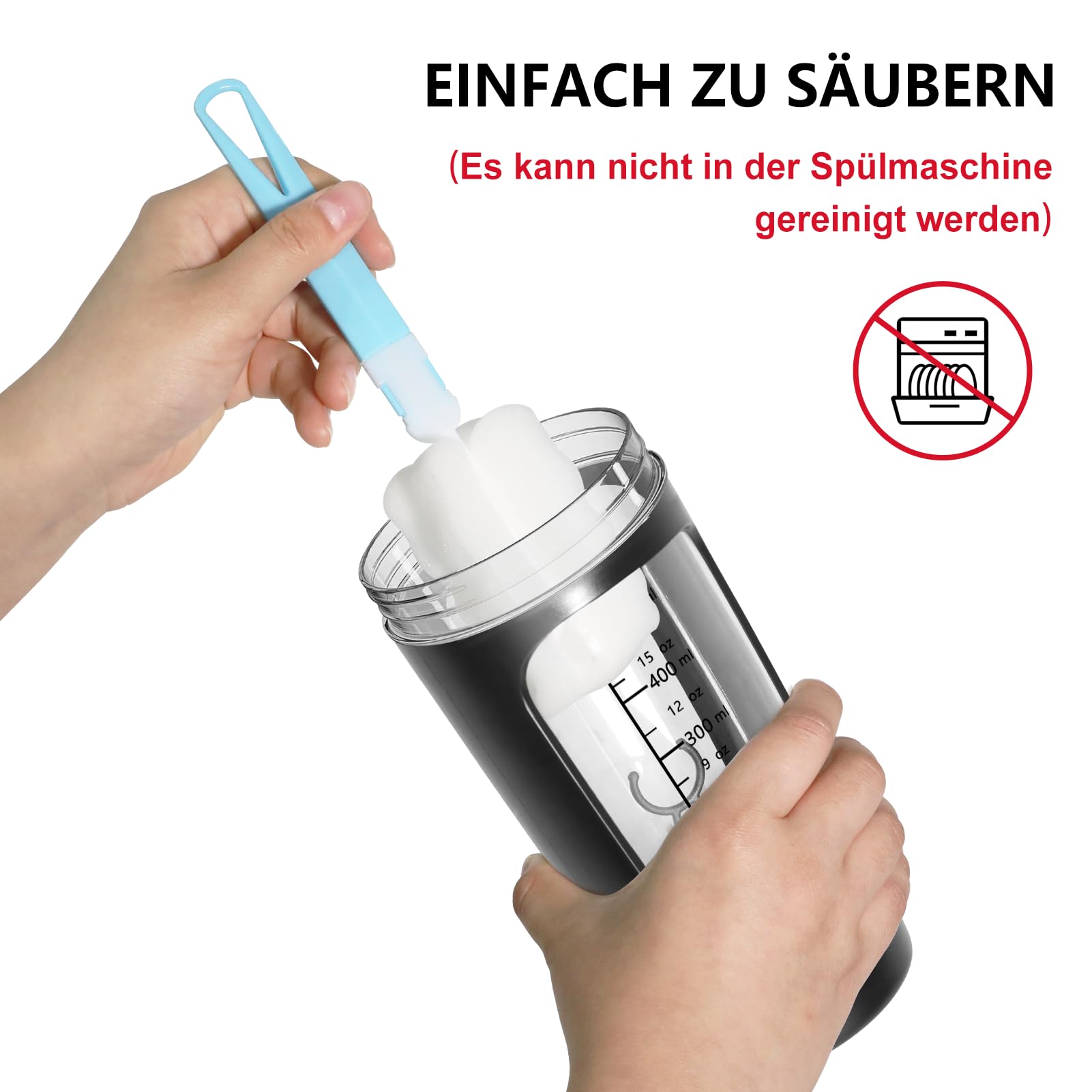 SOARFLY Shaker Elektrisch, 650ML Elektrischer Shaker mit Pulverfach, Eiweiß Shaker Elektrisch für Potein Pulver und Milchshake, BPA-freier, USB-C aufladbar, Schwarz