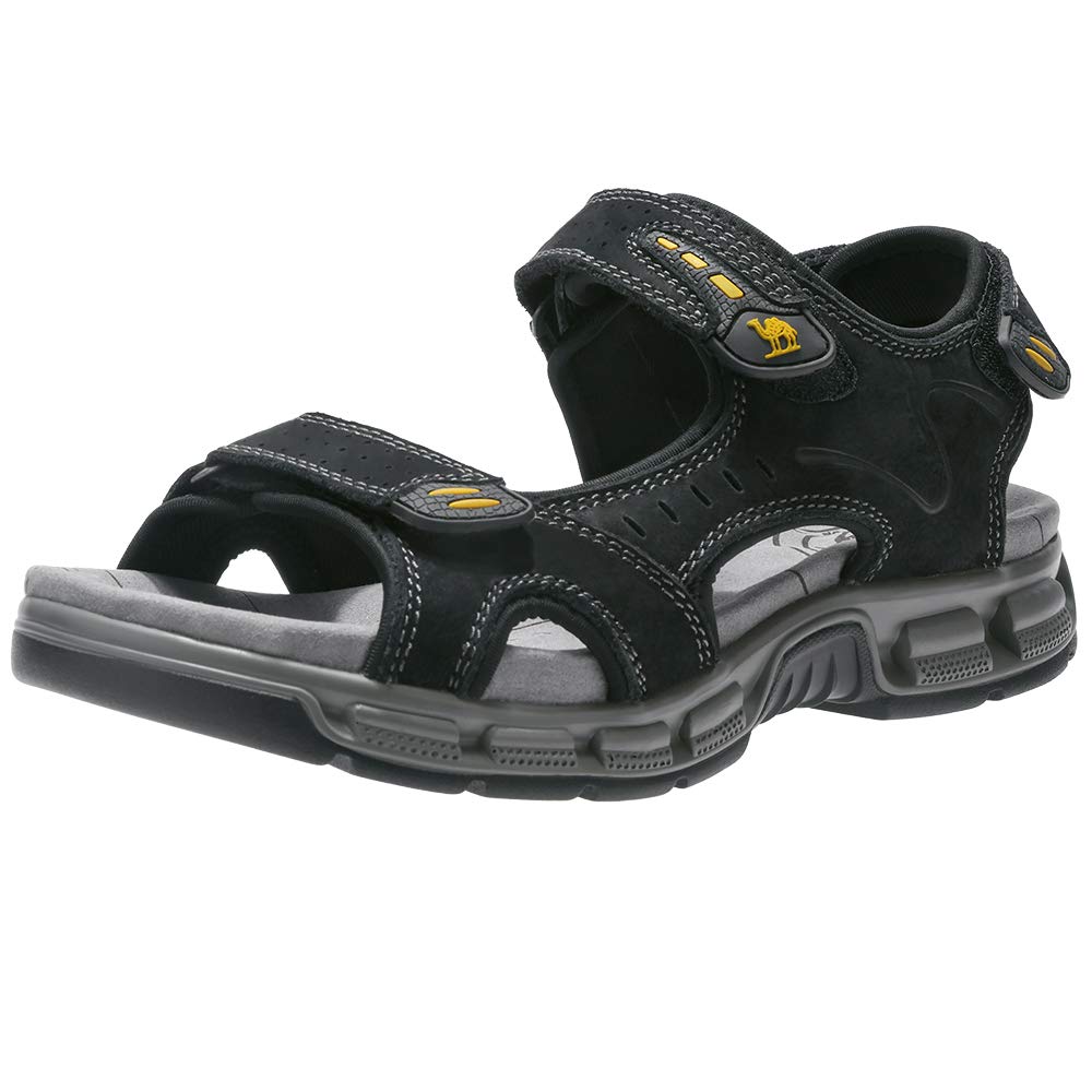 CAMEL CROWN Men's Leather Sandals Hiking Outdoor Water Beach Sports Mens Sandals for Summer with Open Toe Adjustable Straps
