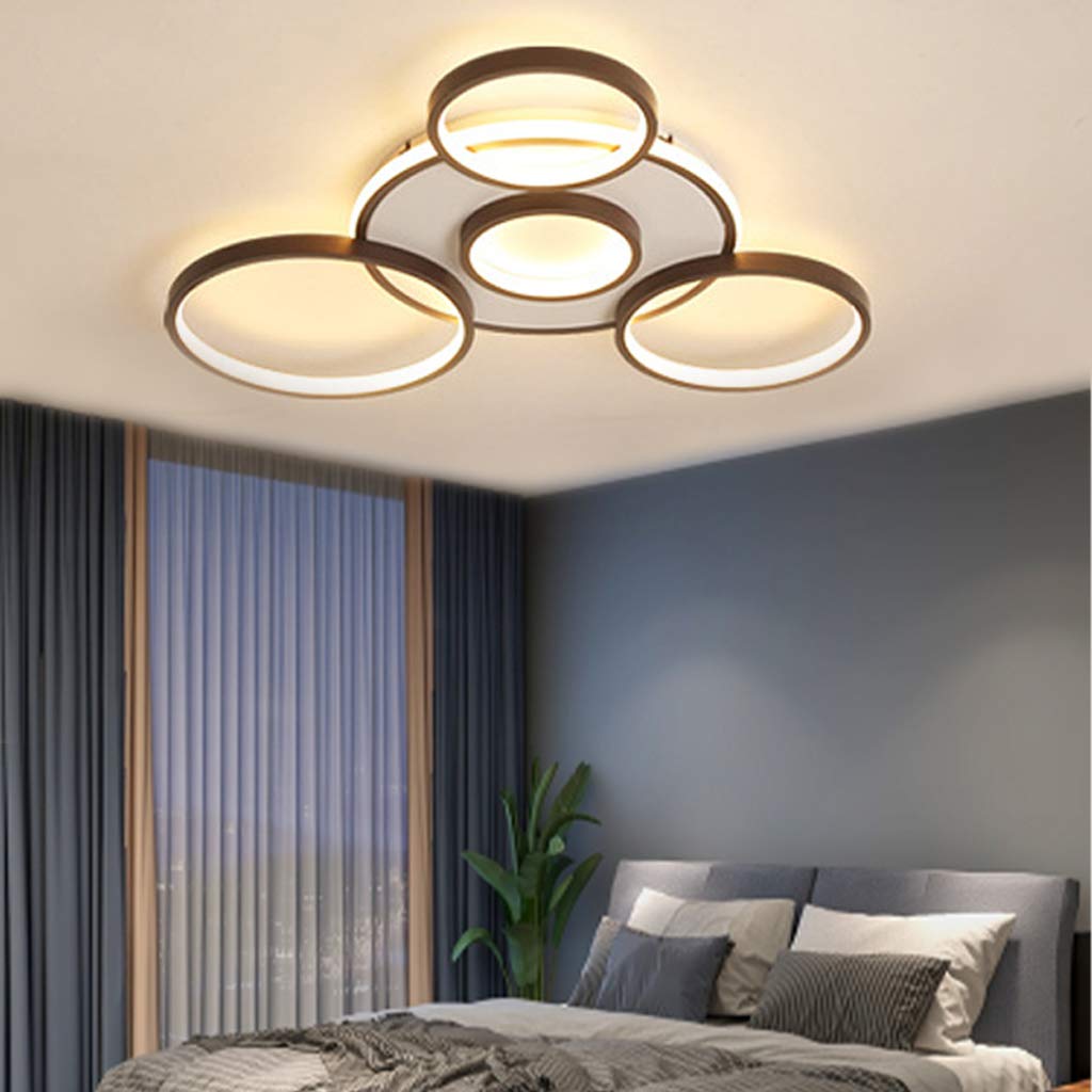 Lámpara De Techo LED Regulable Luz de techo Con Control Remoto Lámpara De Salón Grande Lámpara Moderna De Color/Brillo Ajustable Lámpara De Dormitorio Lámpara De Comedor Marco De Metal,Marrón,5Heads