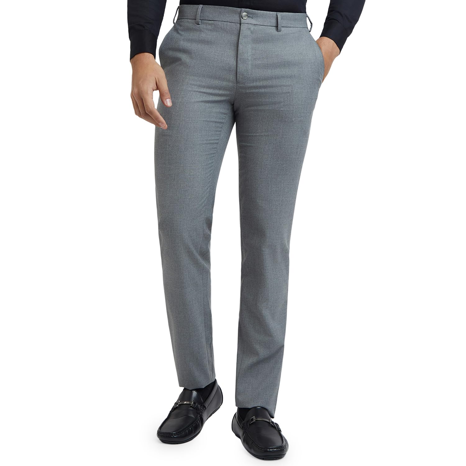 raymond Men's Slim Fit Structure Pattern Poly Viscose Blend Flat Front Formal Trouser (Size: 34)-RMTS05363-G7 Dark Grey-picture-39