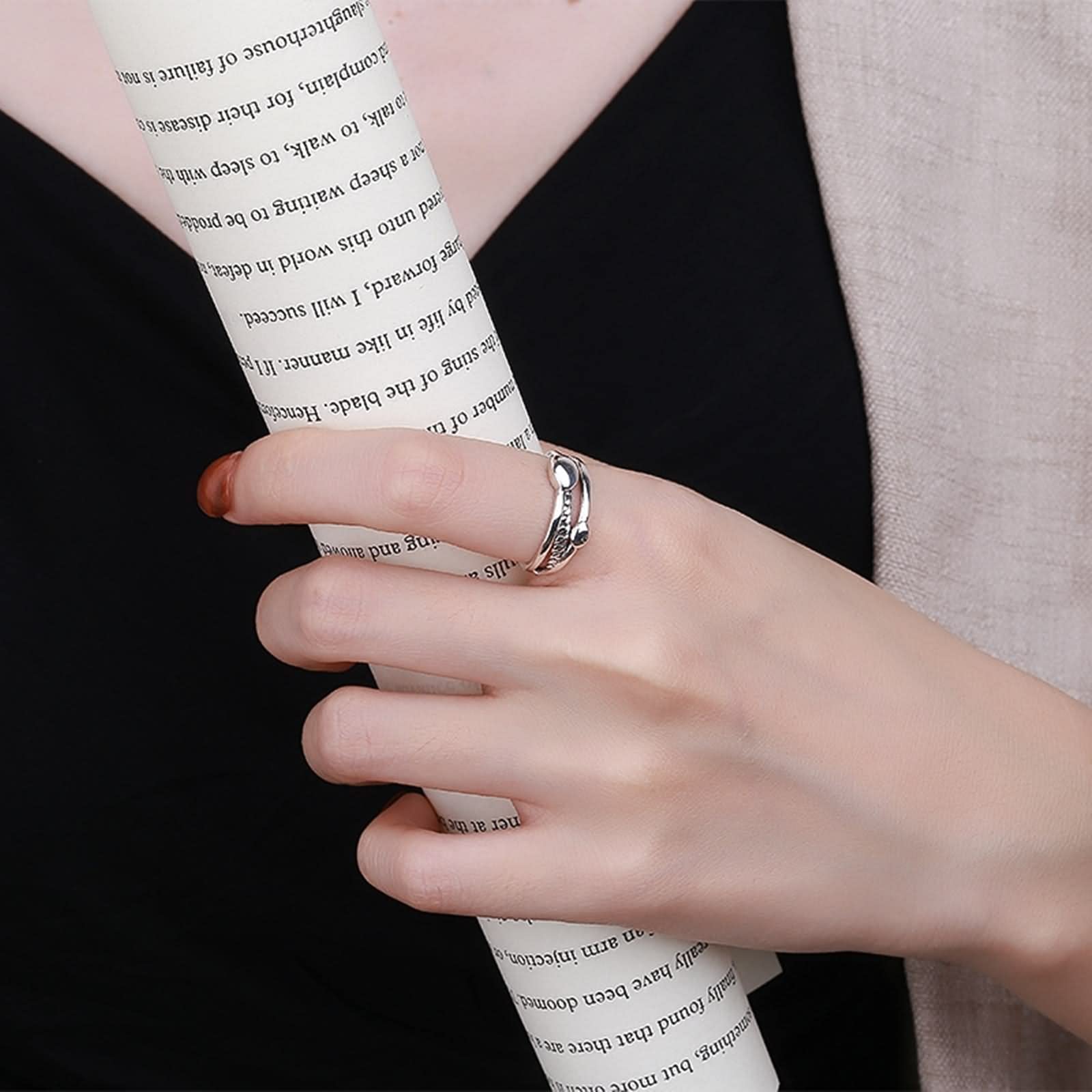 Anello eternità in Argento Sterling, Anelli per Coppie Carini FEDI Nuziali con Anelli Incrociati Irregolari Misura Regolabile