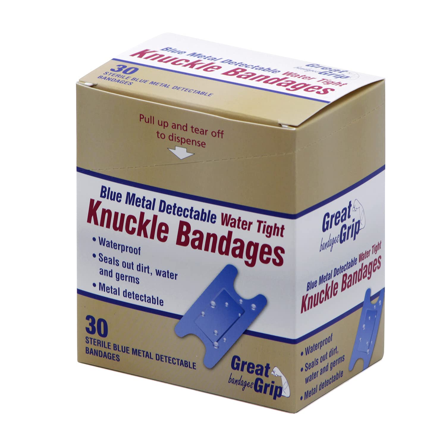Medique Products 65238 Water Tight Bandage, Blue Metal Detectable Knuckle, 30-Count