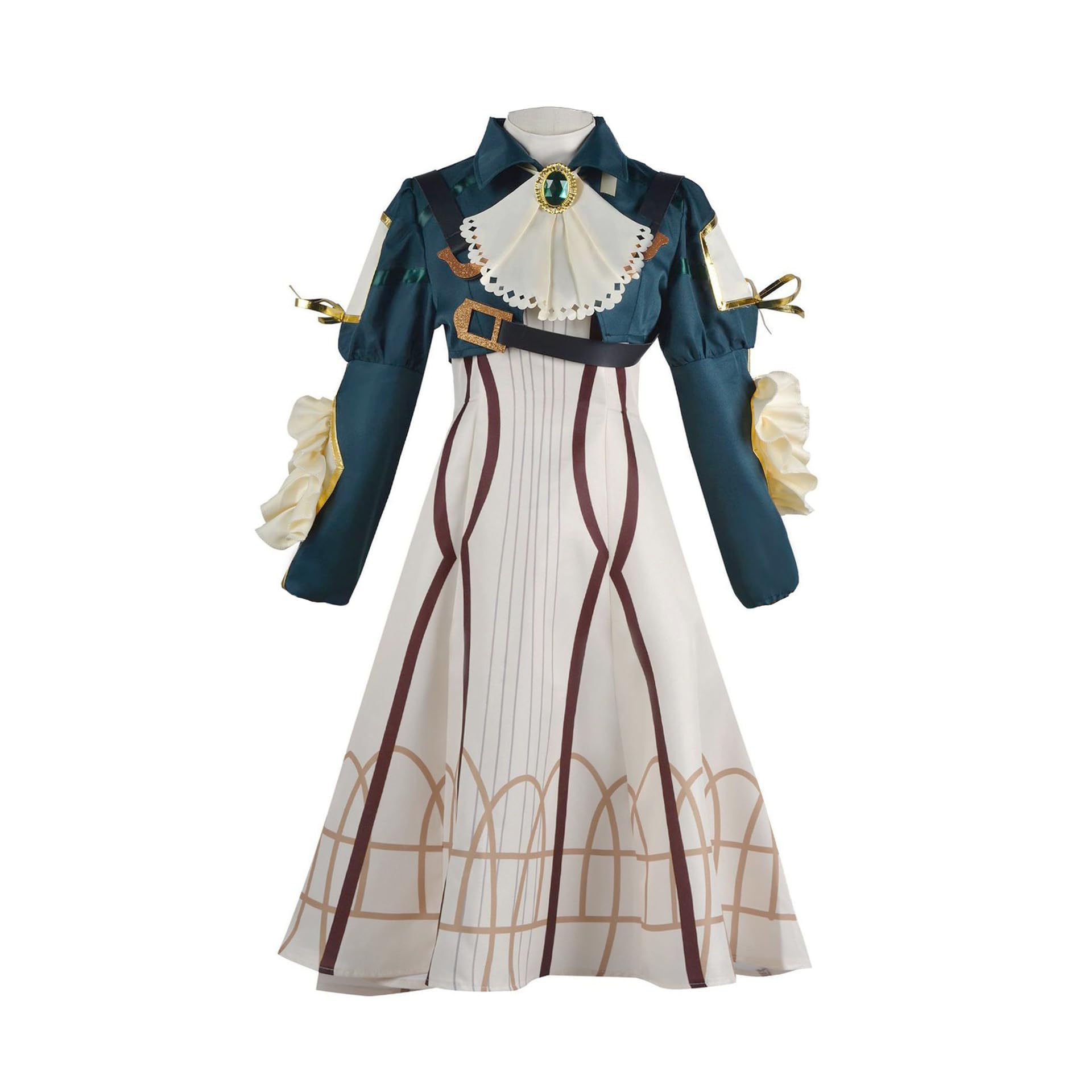 Xinchangda Violet Evergarden Cosplay Costume Lolita Dress Full Set, Violet Evergarden Cosplay Props Umbrella Necklace Halloween Role Play Costume for Women