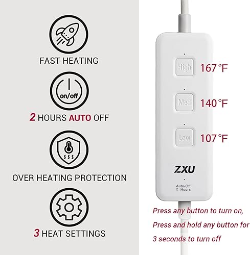 Miniatura 6 de Calentadores de pies eléctricos, almohadilla de calefacción eléctrica de calentamiento rápido para pies con 3 ajustes de calor, forro de sherpa
