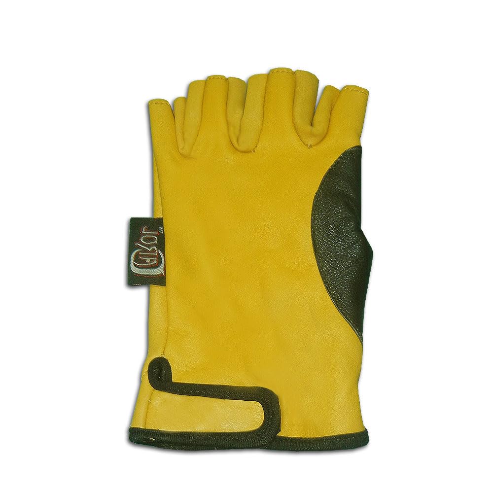CarolUSA Archery, Hunting, Indoor Outdoor Target Sports Recurve/Compound/Longbow Full Grain Cow Hide Leather Half Finger Bow Glove, Bow Grip Target Shooting Glove (Large, Left Handed)