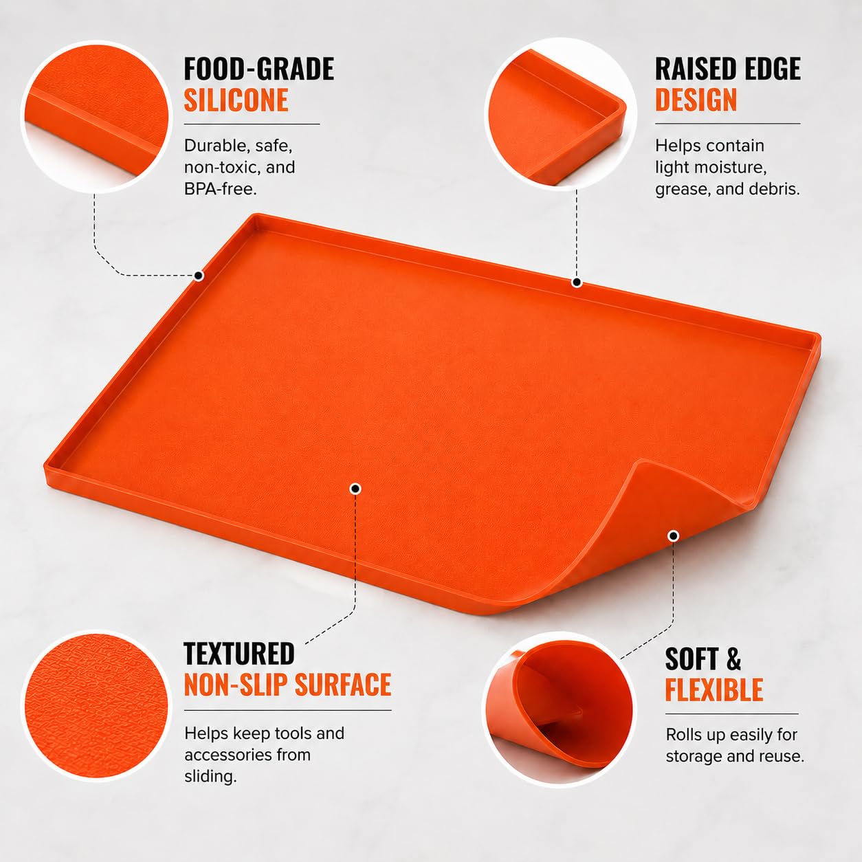 Alfombrilla Silicona Parrilla para Blackstone Rangetop Combo 2020-2026+ | Reutilizable Lavable | Accesorios Exterior | Protectora Plancha | Compatible con Horno, Parrilla de Gas y Carbón