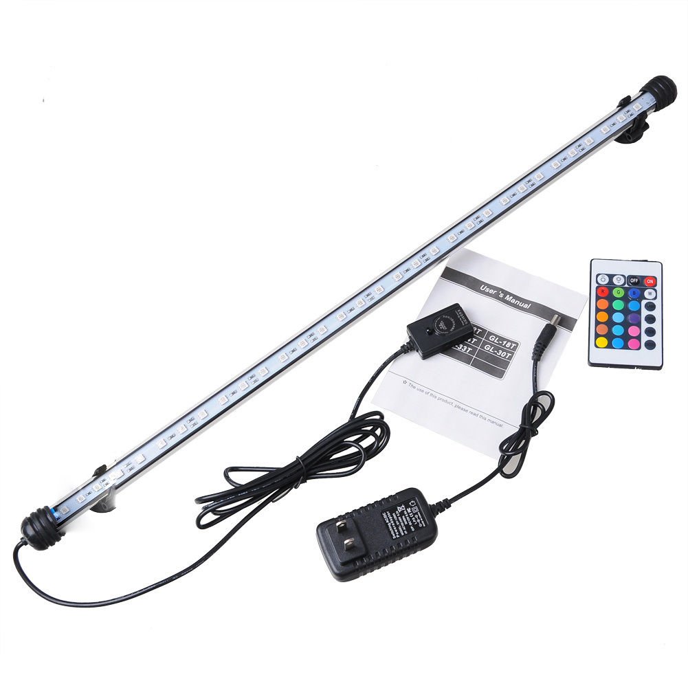 JackSupermall Remote Submersible RGB 16 Colors LED Aquarium Lighting Fish Tank Light Lamp for All Water (59cm/23.23inch)
