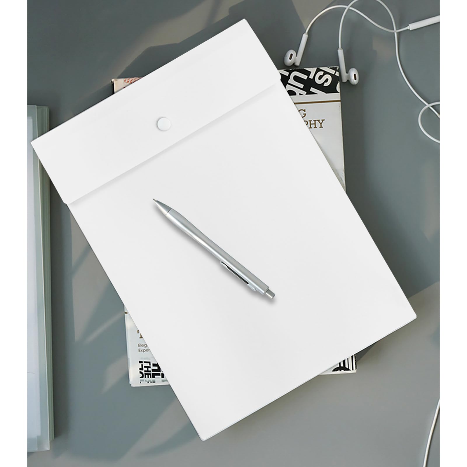 VANRA Vertical File Folders Poly Filing Envelope Plastic Project Folder with Snap Button Closure for A4 Letter Size Paper (Pack of 5 - Image 3