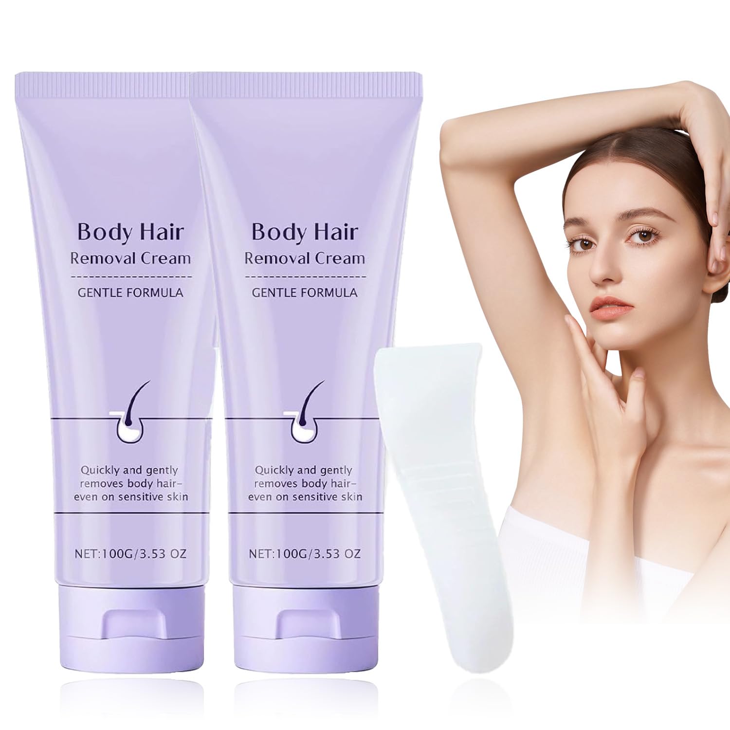 2 Pcs Hair Removal Cream Body Hair Removal Cream Sensitive Skin Gentle and Effective Depilatory Formula for All