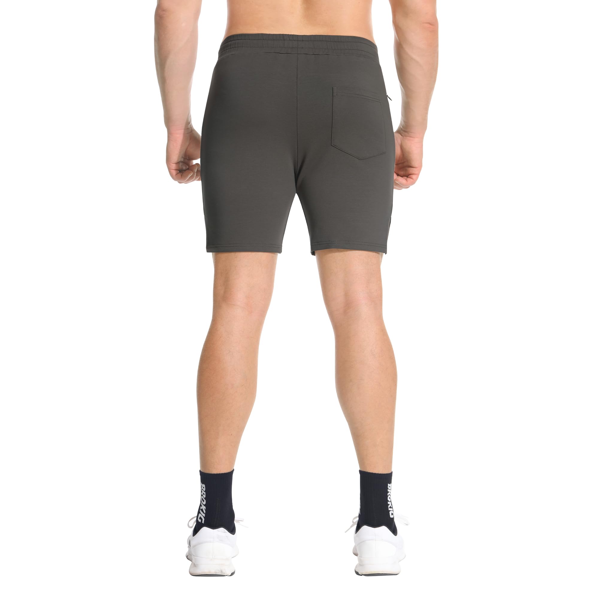 BROKIG Inpok Short de sport pour homme avec poches zippées