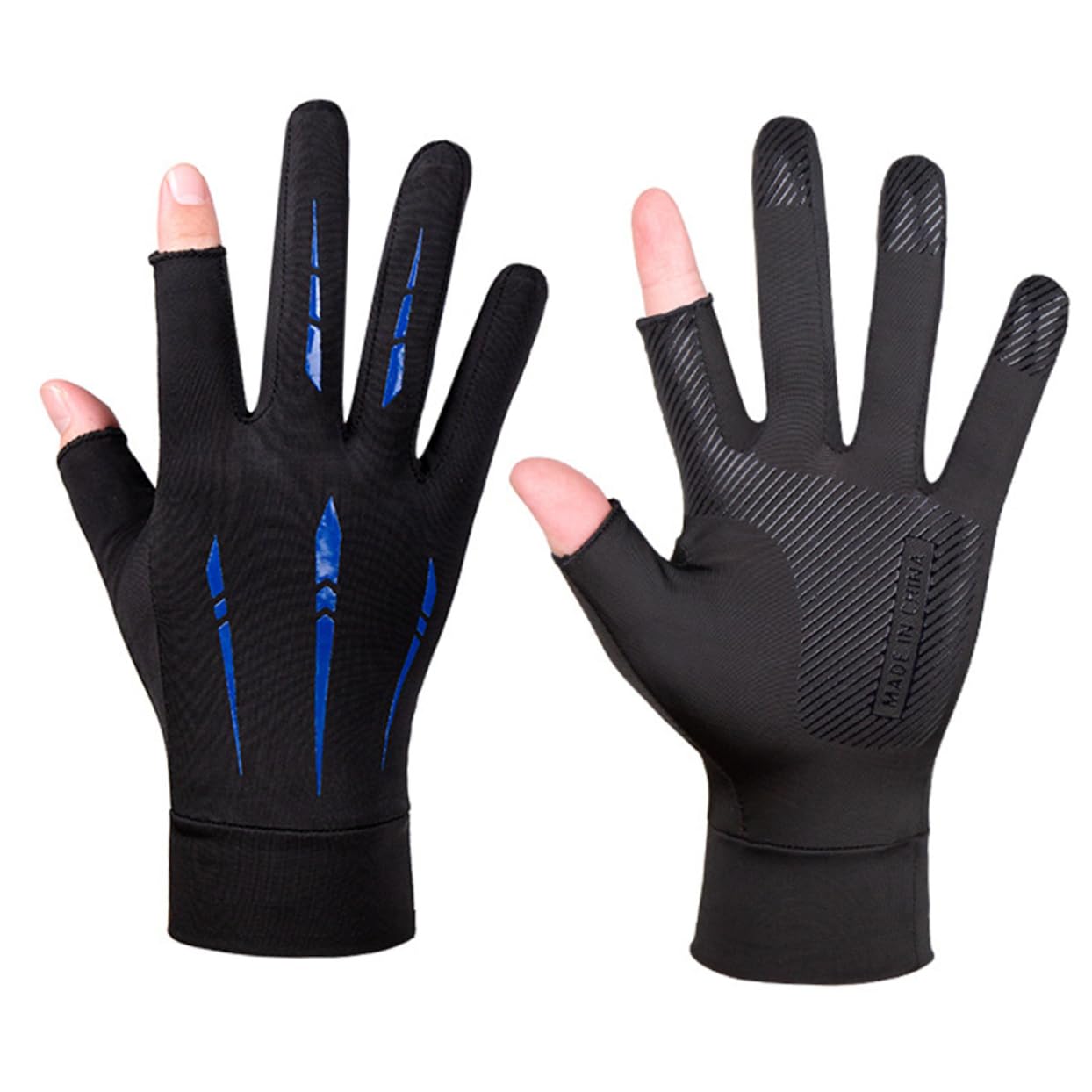 Toyvian Guantes Deportivos de protección Solar Bike Guantes al Aire Verano sin Dedos reflexivo Negro Adulto Guantes de Bicicleta Guantes de Bicicleta Paño Azul