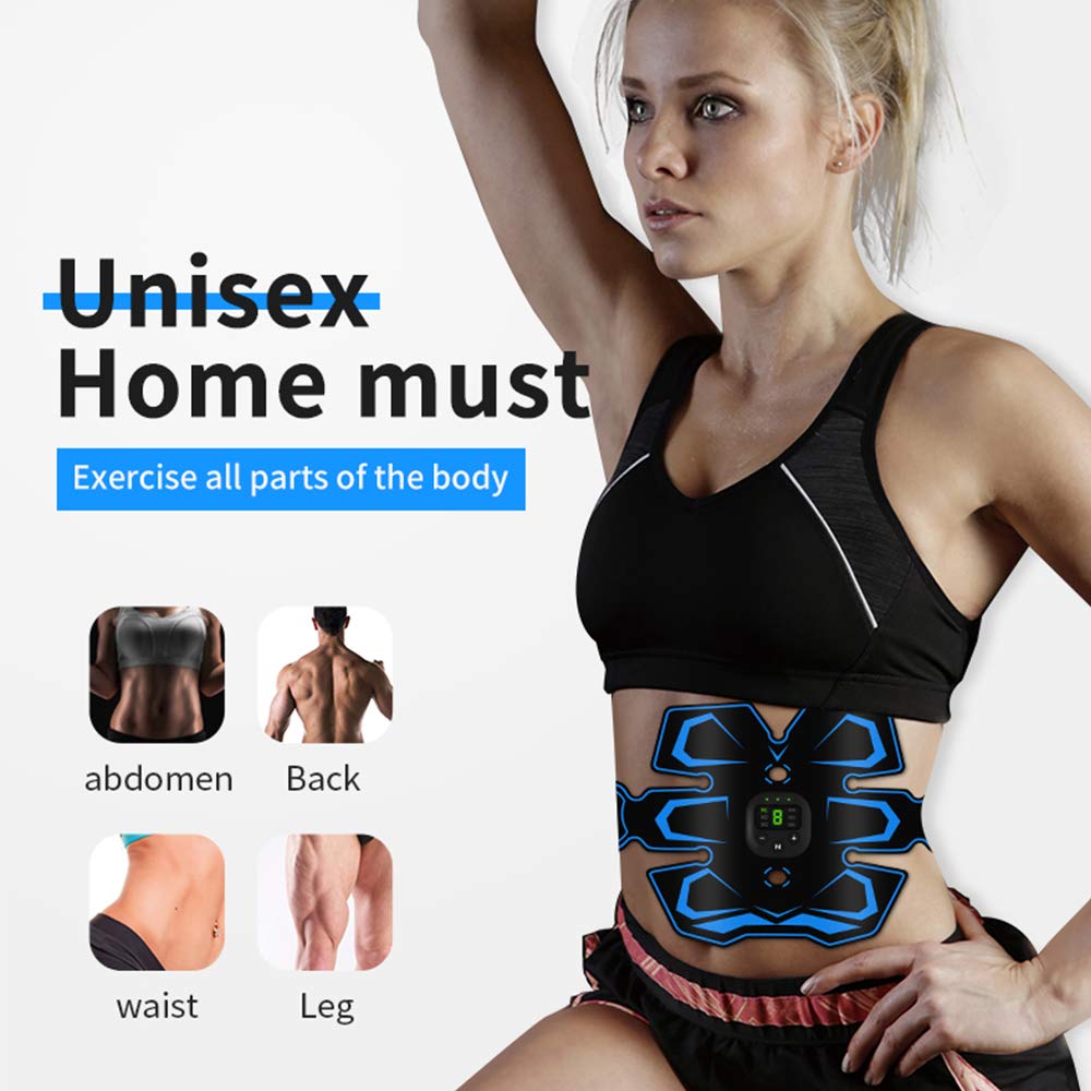 Estimulador de músculos abdominales, entrenador de masajeador eléctrico inteligente corporal EMS, máquina de ejercicios con cinturón estimulador ABS digital para abdomen,A