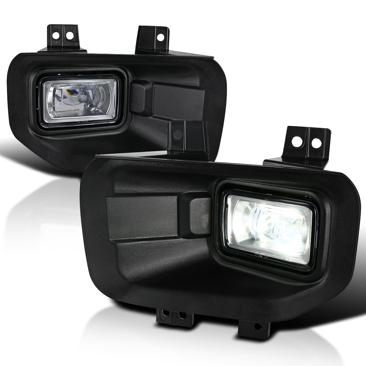 Spec-D Tuning Black Housing Clear Lens LED Fog Lights + Built-In LED Bulbs Compatible with 2015-2017 Ford F150 L+R Pair Assembly