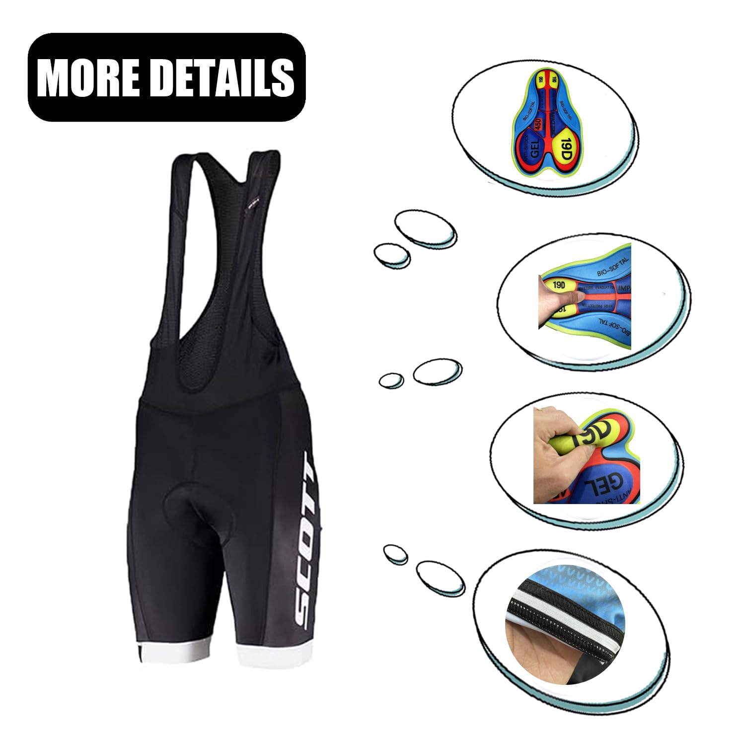 Petorenk Set Abbigliamento Ciclismo Uomo Estivo - Elegante e Funzionale Body da Ciclismo Con Pantaloncini Imbottiti in Gel 19D Traspirante e Ad Asciugatura Rapida