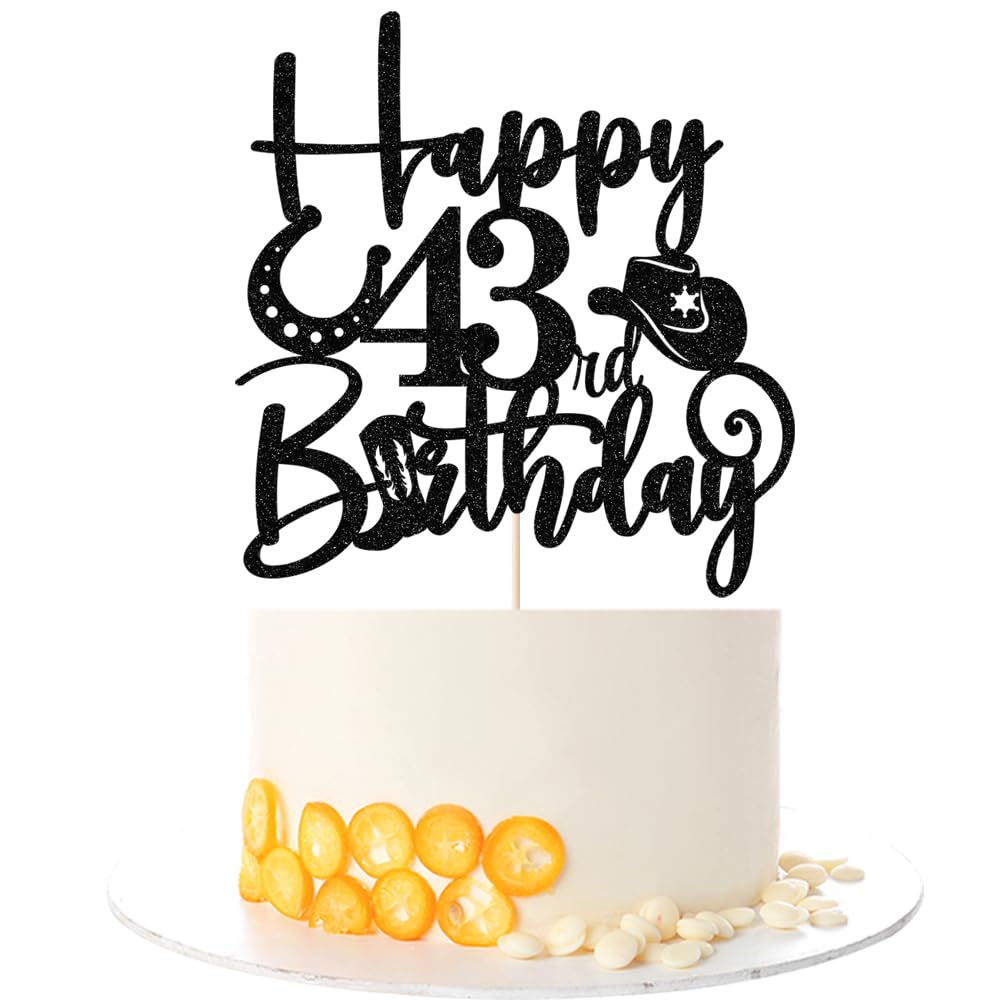 Kaoenla Cowboy Cake Topper-cowboy theme Happy 17th Birthday Decor,17th Birthday/Anniversary Party Decorations (43rd) — image 1