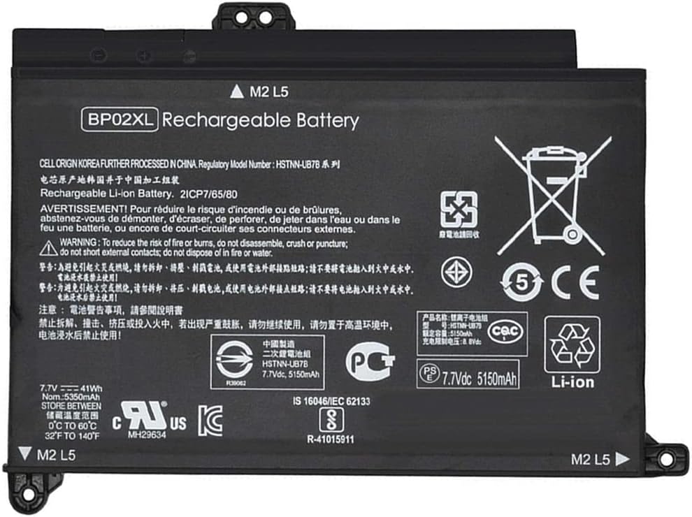 XITAIAN 7.7V 41Wh BP02XL Replacement Laptop Battery for HP Pavilion PC 15 15-AU 849909-850 15-AU010WM 15-AU018WM 849569-421 Series HSTNN-LB7H BP02041XL HSTNN-UB7B 849569-541TPN-Q175