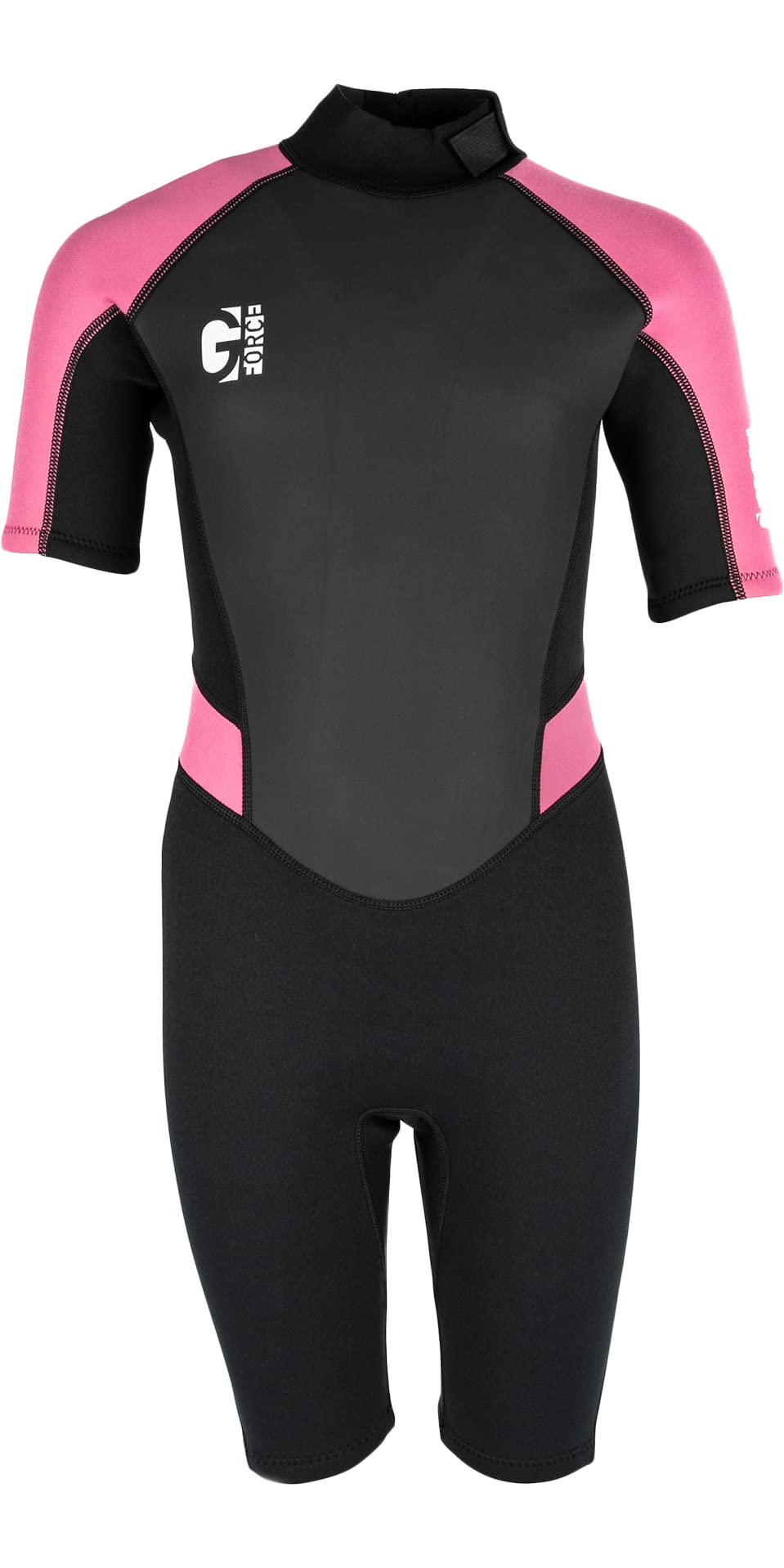 Gul Junior G-Force 3mm Back Zip Shorty Wetsuit - Black Pink - Easy Stretch - Unisex