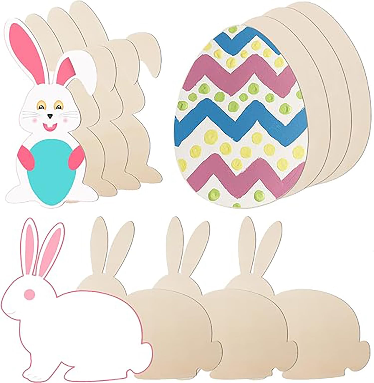 Rabbit Egg Shape Pine Wood DIY Art & Craft Base 11.8 x 8.7 Inch | 3mm Thick | Unfinished Wooden Bunny Egg Cutouts | Pack of 12 | Cliths-image-15