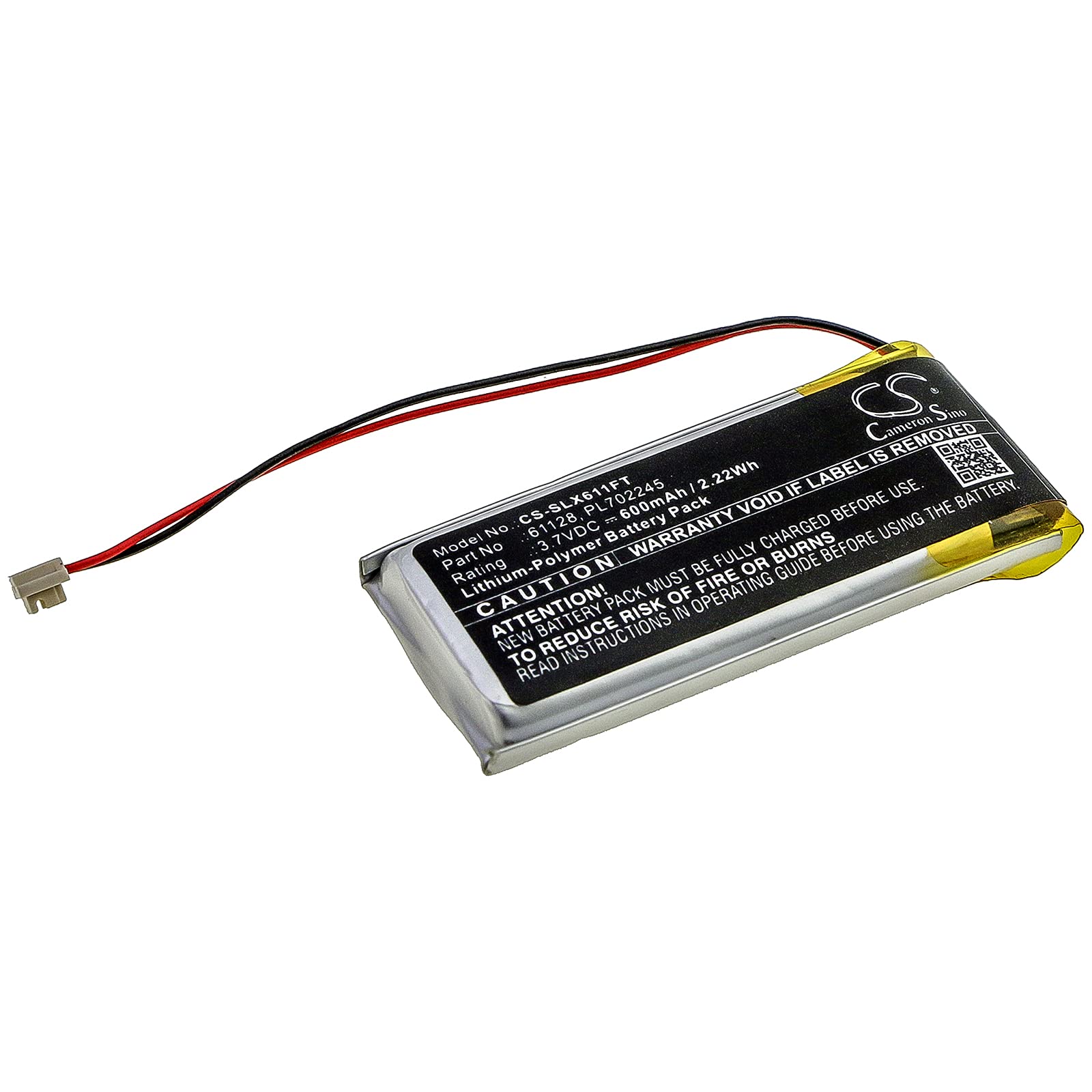 TECHTEK Battery 600mAh compatible with [Streamlight] ClipMate USB replaces 61128, PL702245
