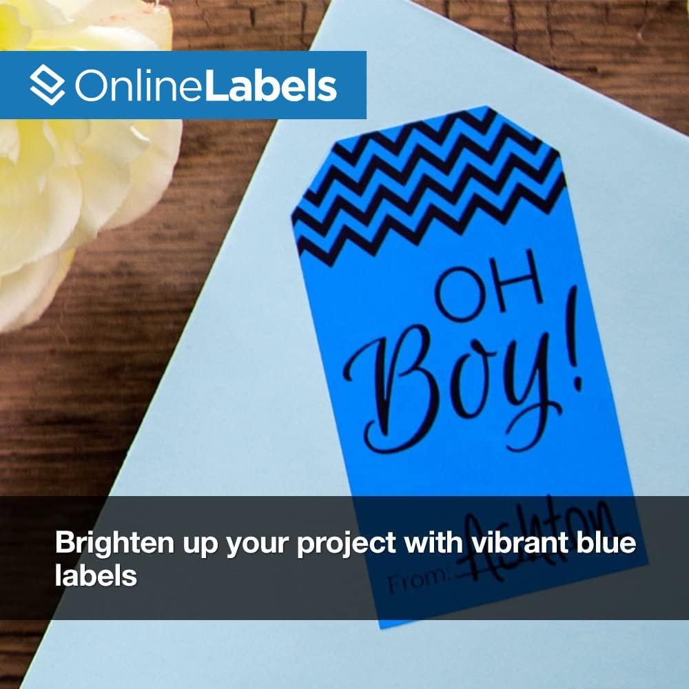 Blue Sticker Paper, 8.5 x 11 Full Sheet Label, 100 Sheets, Inkjet or Laser Printer, Online Labels