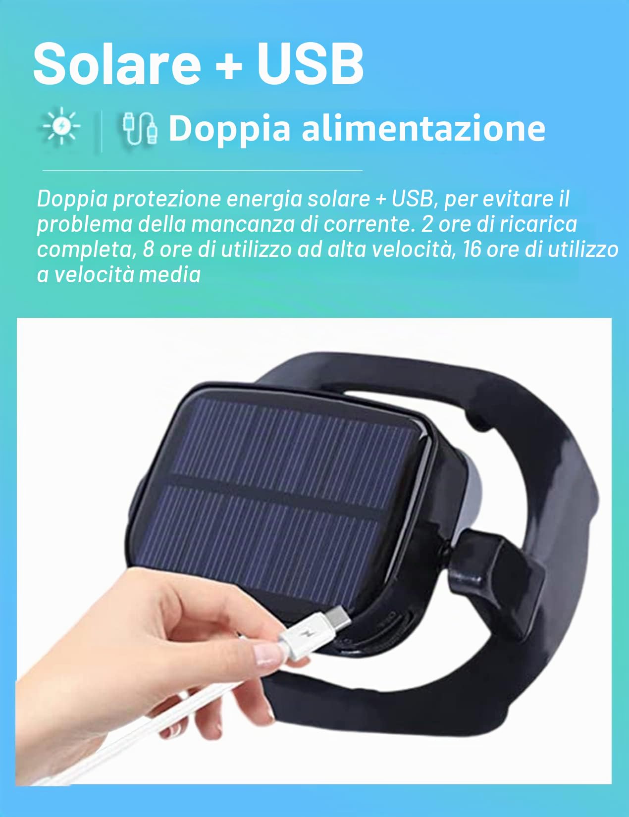 Berretto da baseball integrato con ventola solare + doppia alimentazione USB, cappello da ventaglio regolabile per velocità e direzione del vento, raffreddamento 24 ore, ideale per golf, pesca, viaggi