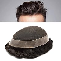 Vista 14 de Toupee para hombres, pieza de cabello humano real, sistema de cabello para hombre, encaje suizo suave, extensiones de cabello para hombre, gris