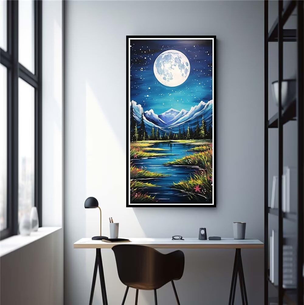 Diamond Painting Kits for Adults, 5D Diamond Art Mountains and Rivers 80x160cm, DIY Large Starry Sky Dimond Art kits Adults, Crystal Rhinestone Embroidery Canvas Crafts for Home Wall Decor (RD990)