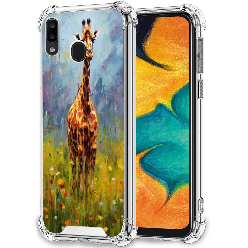 Elgzigok Transparent Case for Samsung Galaxy A30/A20 Giraffe-aa10 Phone Cover Clear Silicone Protective Case for Samsung Galaxy A30/A20 Shock-Proof Four Corners Reinforced