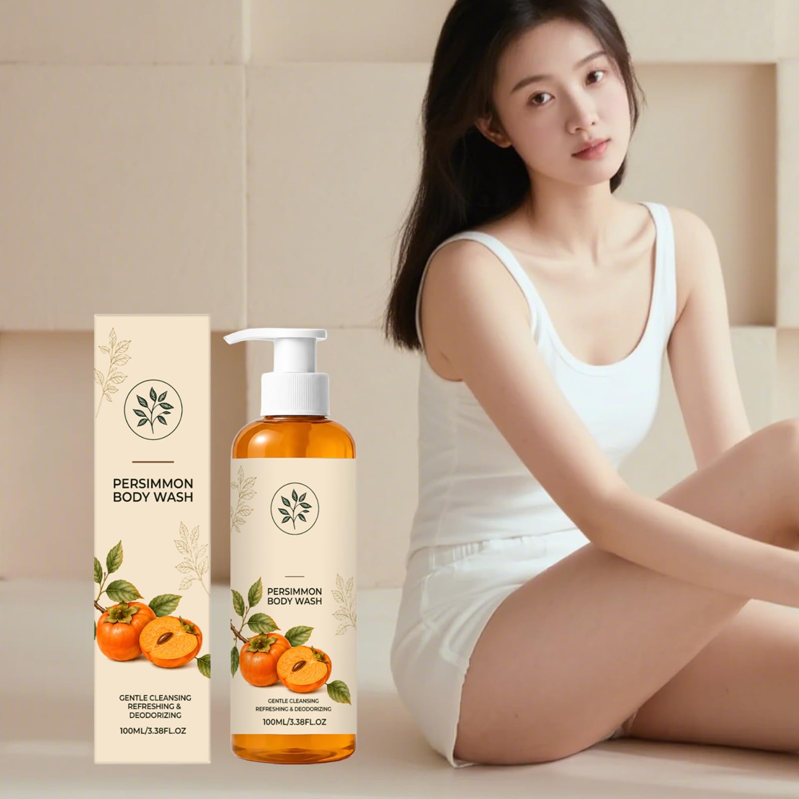 Gel doccia deodorante al cachi per pelli mature, idratante, naturale, per eliminare gli odori del corpo, detergente delicato e deodorante per l'uso quotidiano, per uomini e donne. 6 pezzi