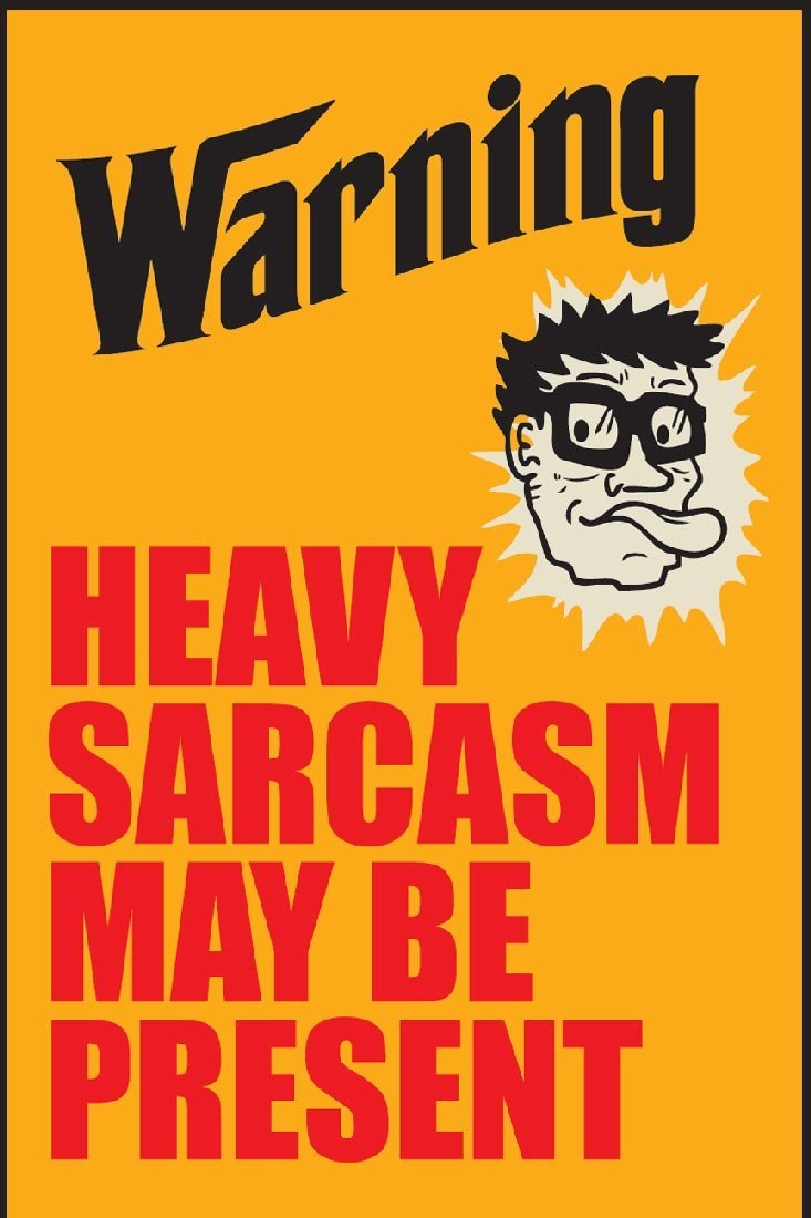 Seven Rays Seven Rays Warning Heavy Sarcasm May Be Present (12 X 18) Small Poster